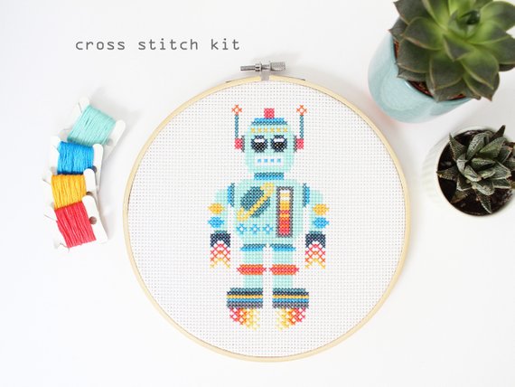 Space Bot - Modern Counted Cross Stitch kit by Diana Watters