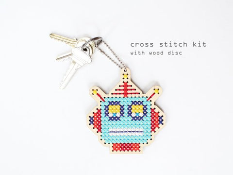 Robot Robby  - Modern Counted Cross Stitch Wood kit by Diana Watters