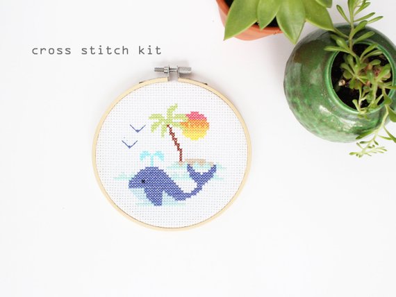 Mini Whale - Modern Counted Cross Stitch kit by Diana Watters