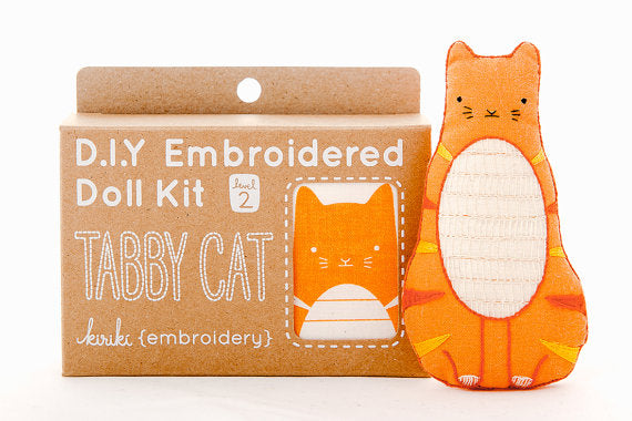 Tabby Cat Embroidery Kit --- Kiriki Press