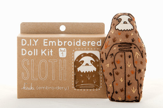 Sloth Embroidery Kit --- Kiriki Press