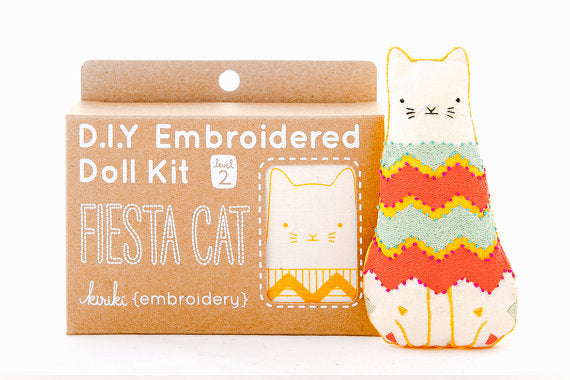 Fiesta Cat Embroidery Kit --- Kiriki Press