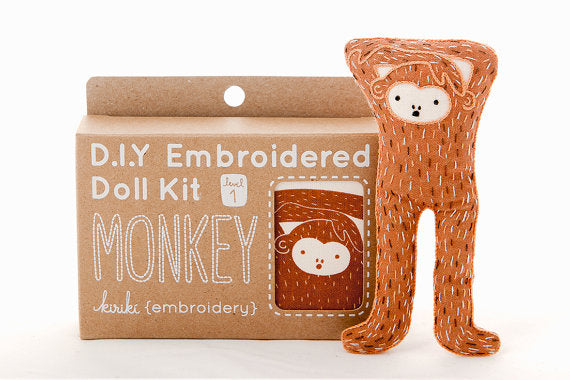Monkey Embroidery Kit --- Kiriki Press