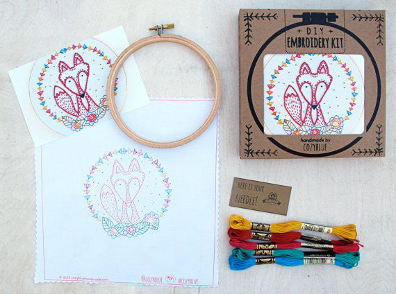 Craft Fox Embroidery Kit by Cozy Blue