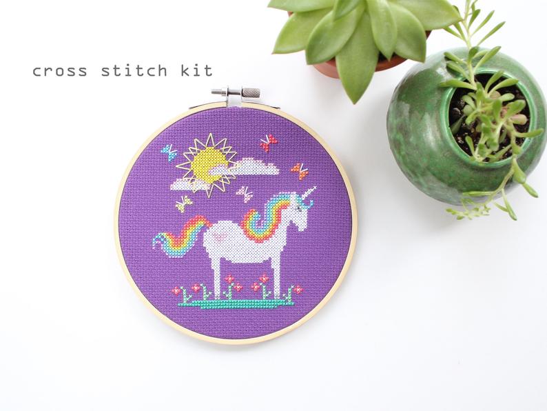 Sunshine Unicorn - Modern Counted Cross Stitch kit by Diana Watters