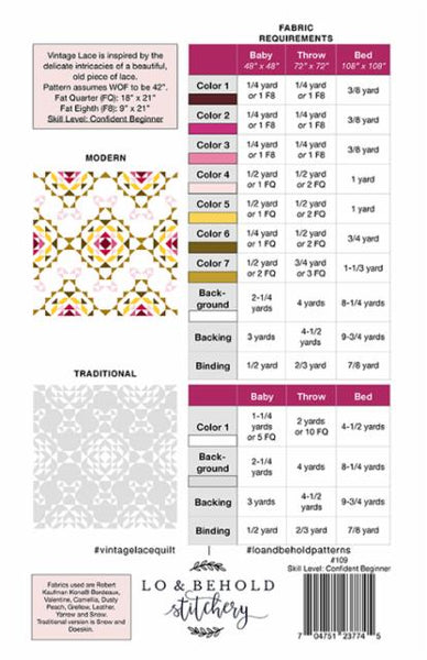 Vintage Lace Quilt Pattern -- Lo & Behold Stitchery
