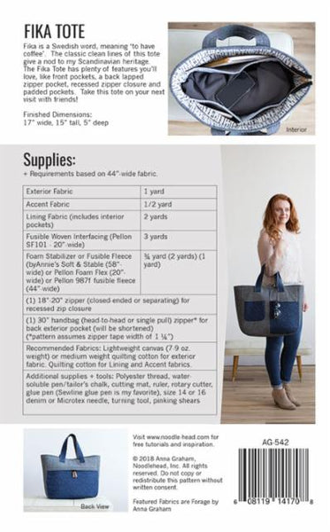 Fika Tote sewing pattern -- Noodlehead Patterns