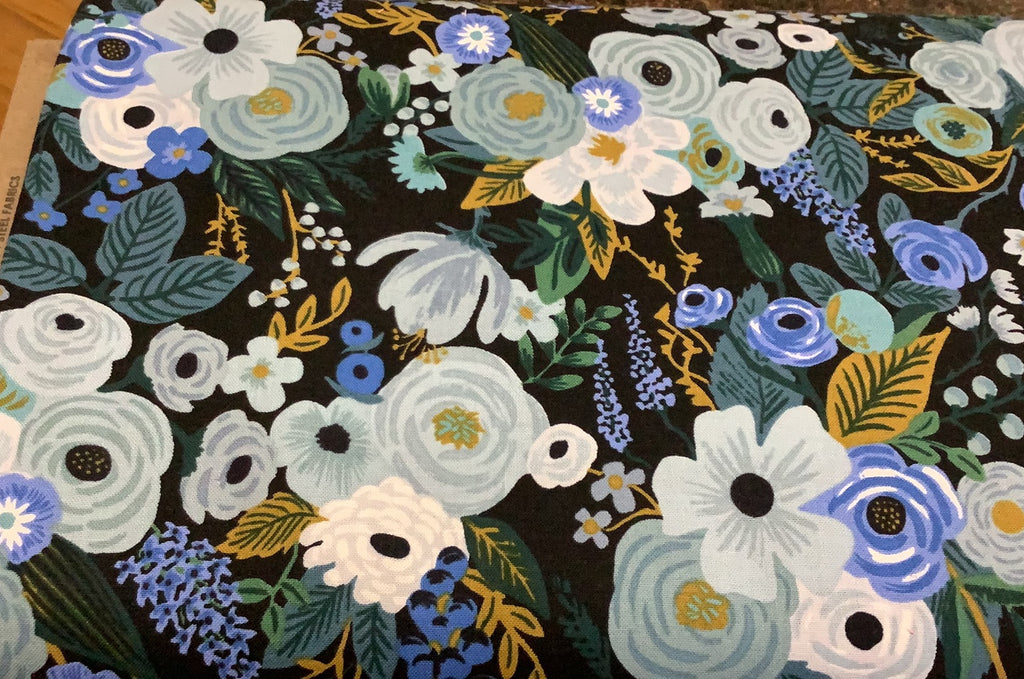 Garden Party Blue on Black - Wildwood by Rifle Paper Co. for C + Steel