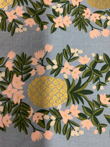 Pineapple Stripe in Periwinkle Metallic Canvas  -- Primavera by Rifle Paper Co for Cotton + Steel