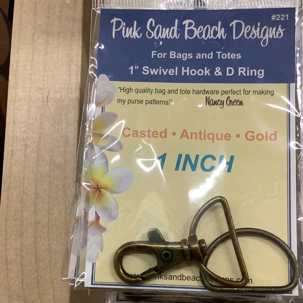 1" Swivel Hook & D Ring -- Pink Sand Beach