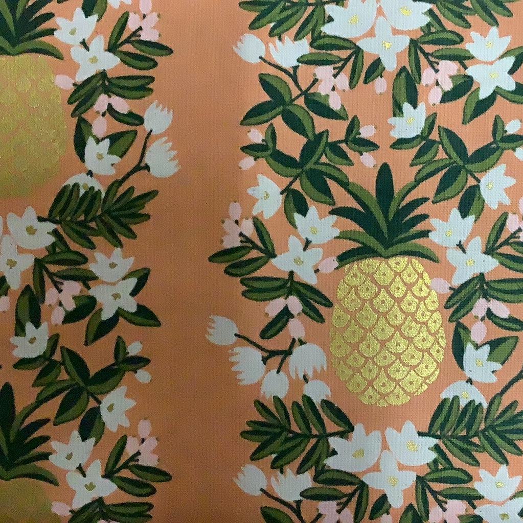 Pineapple Stripe in Peach Metallic Canvas  -- Primavera by Rifle Paper Co for Cotton + Steel