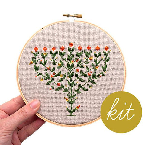 Flowering Menorah Cross Stitch Kit - Junebug and darlin