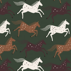 Wild Horses in Green Fields Canvas ---Wild & Free by Loes Van Oosten  for Cotton + Steel