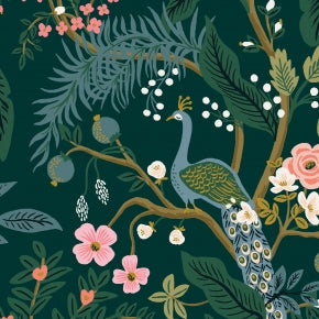 Vintage Garden - Peacock - Hunter Canvas Metallic Fabric -- Rifle Paper Co. for Cotton + Steel Fabrics