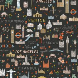 World Traveler in Black --  Bon Voyage by Rifle Paper Co. for C + Steel