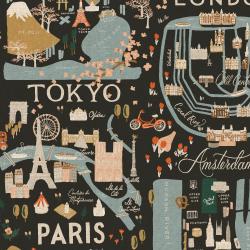 City Guide in Black Unbleached Canvas --  Bon Voyage by Rifle Paper Co. for C + Steel