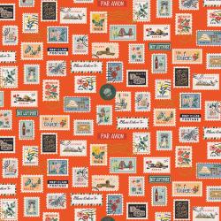 Postage Stamps in Red Metallic --  Bon Voyage by Rifle Paper Co. for C + Steel