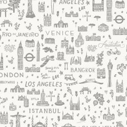 World Traveler Silhouette in Grey --  Bon Voyage by Rifle Paper Co. for C + Steel
