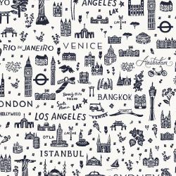World Traveler Silhouette in Navy --  Bon Voyage by Rifle Paper Co. for C + Steel