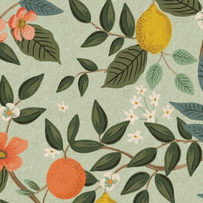 Bramble - Citrus Grove - Mint Unbleached Canvas Fabric -- Cotton + Steel Fabrics