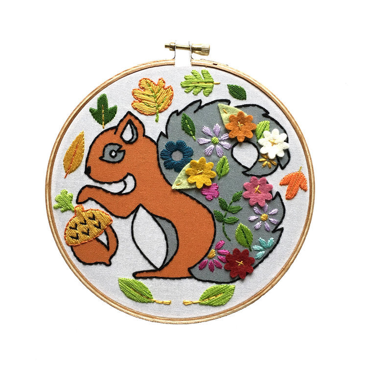 Squirrel Embroidery Kit -- RikRack Embroidery