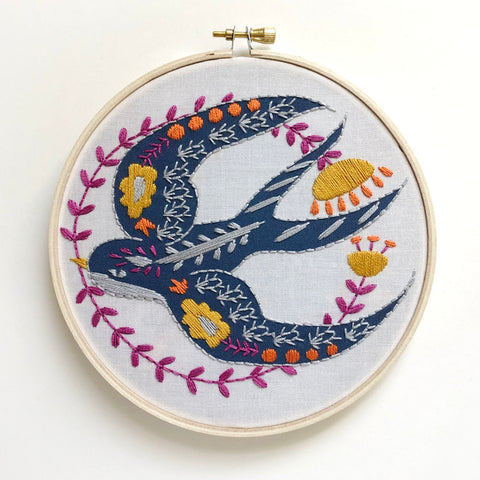 Swallow Embroidery Kit -- RikRack Embroidery
